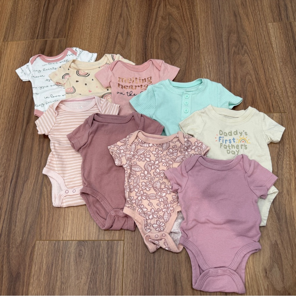 Assorted Newborn Bodysuits Set of 9